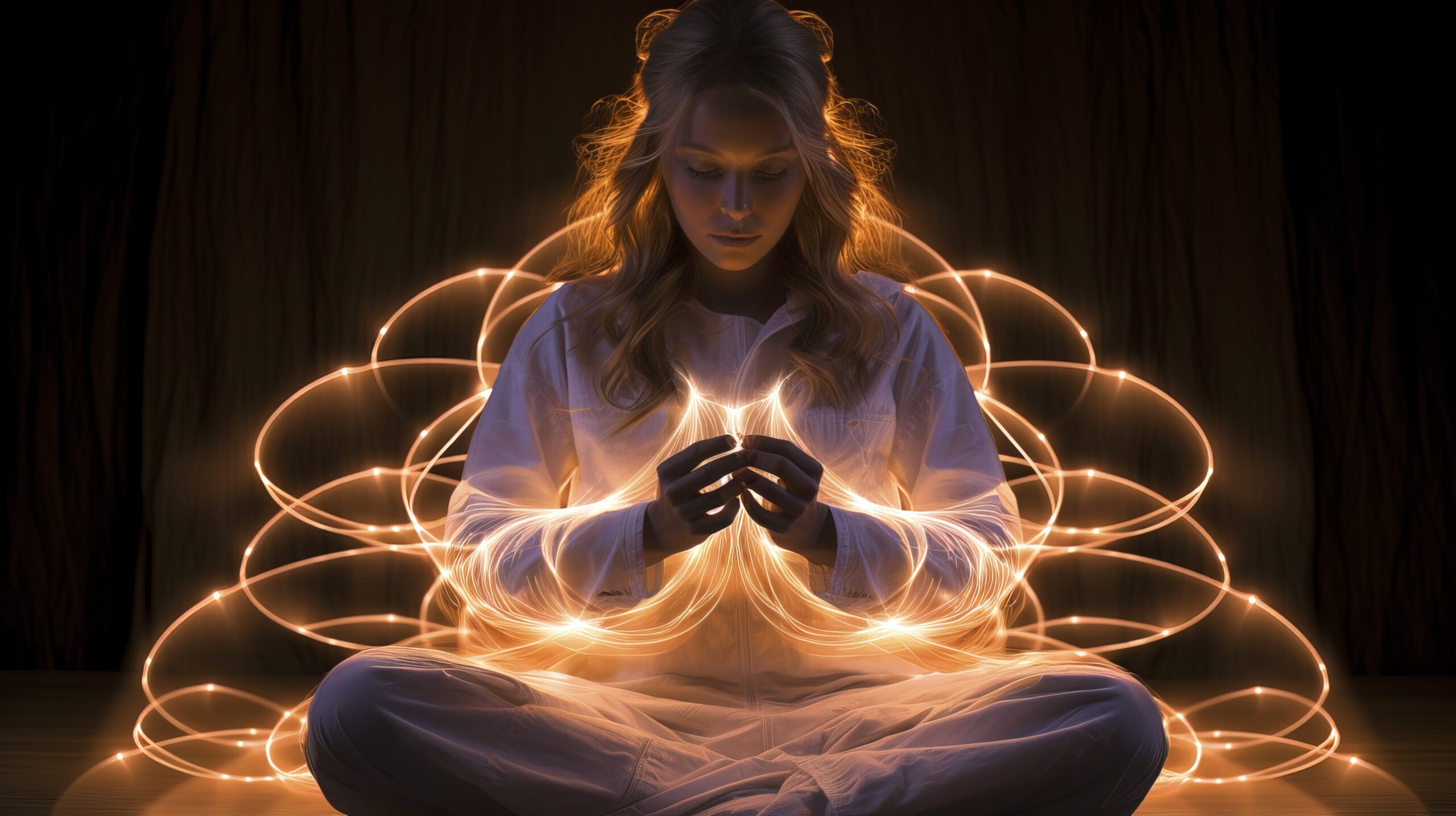 Girl silhouette lightpainting portrait neon. Generation AI